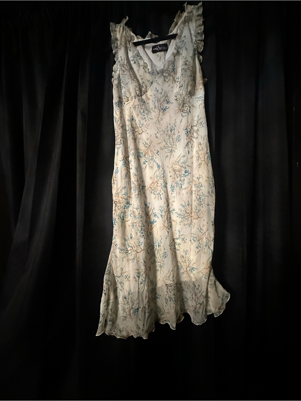 City Triangles Cream Floral Maxi Dress with Blue & Green Accents